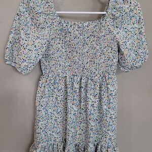 Colorful Floral Smocked Kids Dress